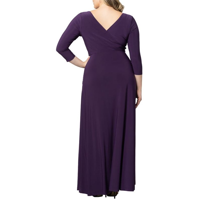 Womens Plus Size Gala Glam V Neck Evening Gown
