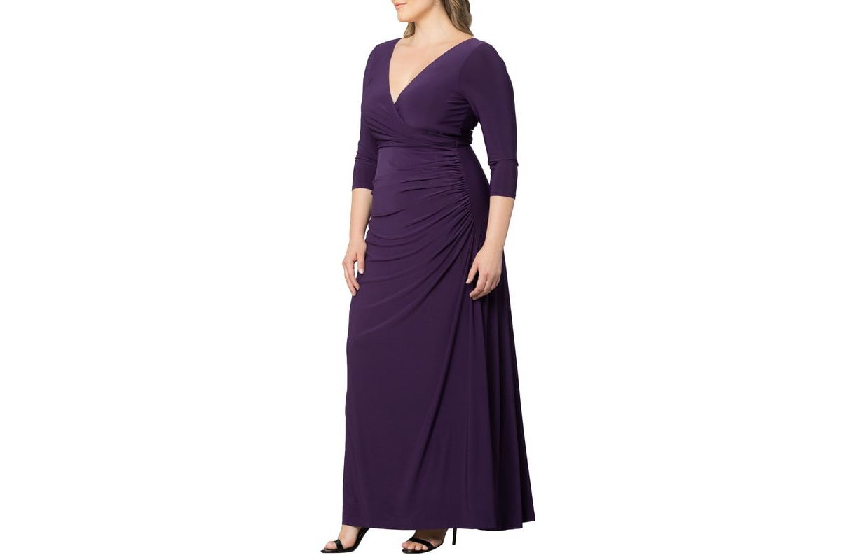 Womens Plus Size Gala Glam V Neck Evening Gown