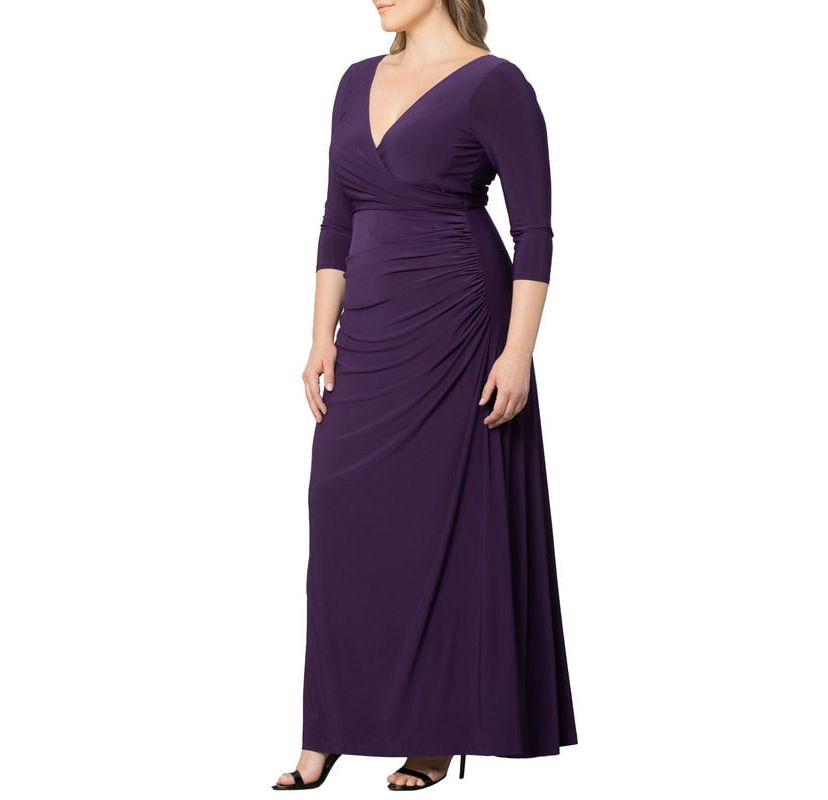Womens Plus Size Gala Glam V Neck Evening Gown