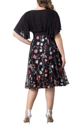 Women's Plus Lillian Embroidered Mesh Midi Cocktail Dress