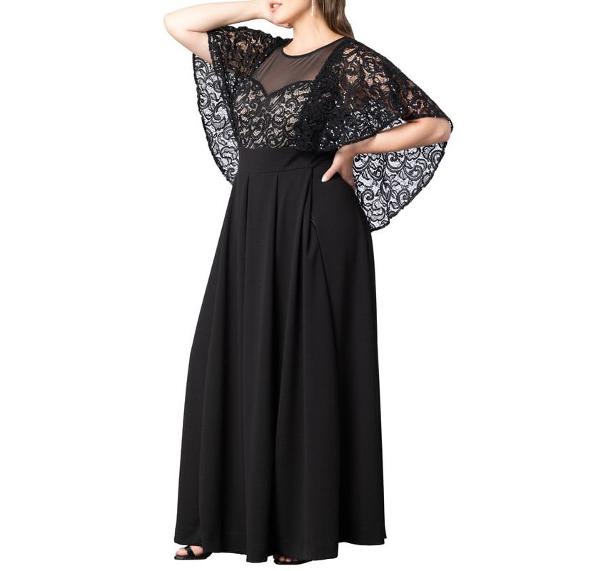 Womens Plus Size Alluring Sequins Lace Formal Jumpsuit