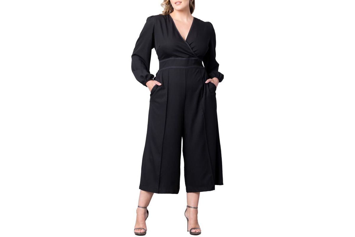 Womens Plus Size Tessa Cropped Wide Leg Jumpsuit