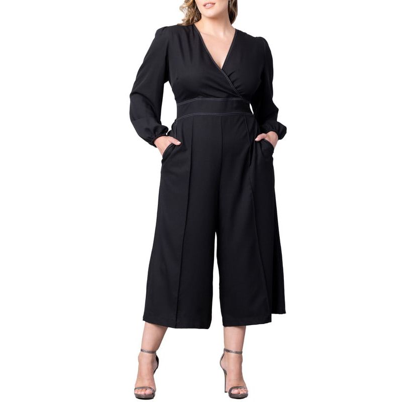 Womens Plus Size Tessa Cropped Wide Leg Jumpsuit
