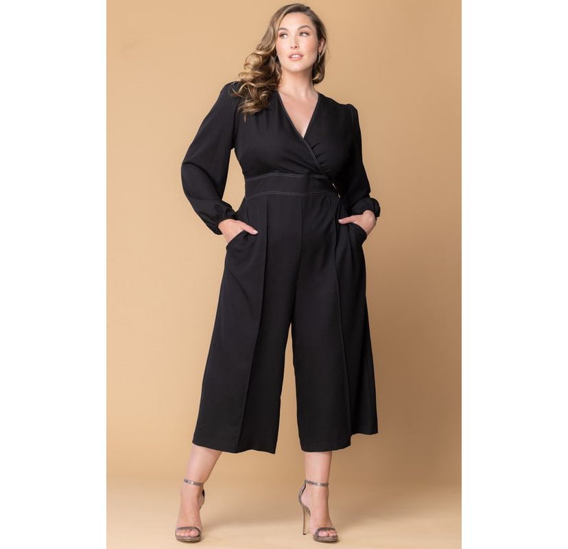 Womens Plus Size Tessa Cropped Wide Leg Jumpsuit