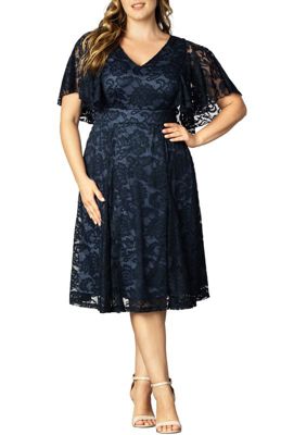 KIYONNA Women's Plus Size Camille Lace Cocktail Dress, Blue, 4X