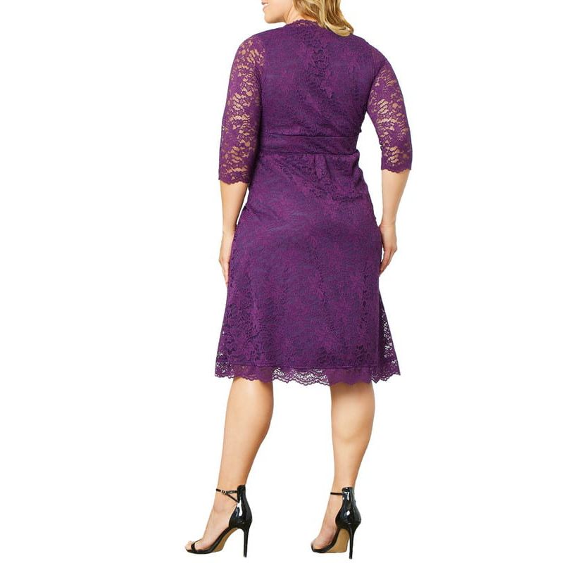 Womens Plus Size Scalloped Boudoir Lace Cocktail Dress