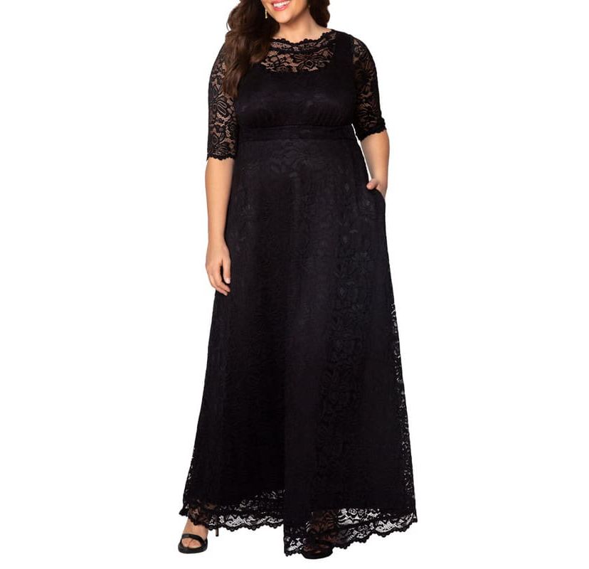 Womens Plus Size Leona Lace Long Formal Gown