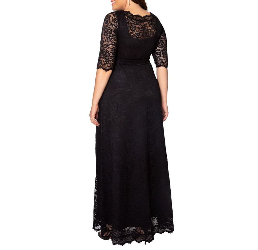 Womens Plus Size Leona Lace Long Formal Gown