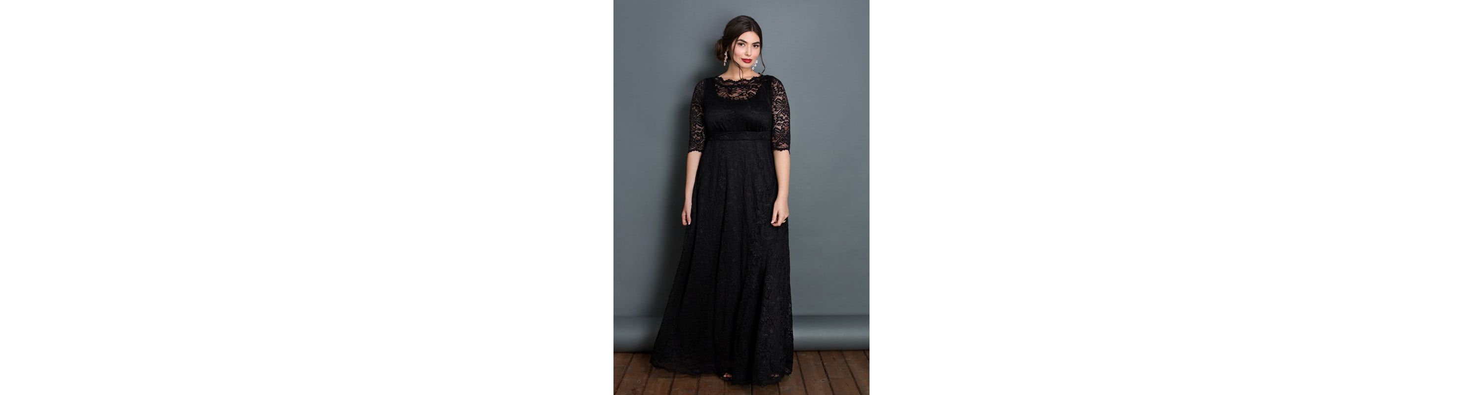 Womens Plus Size Leona Lace Long Formal Gown