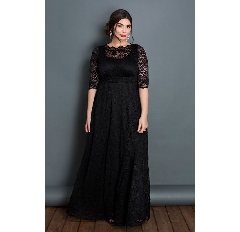 Womens Plus Size Leona Lace Long Formal Gown