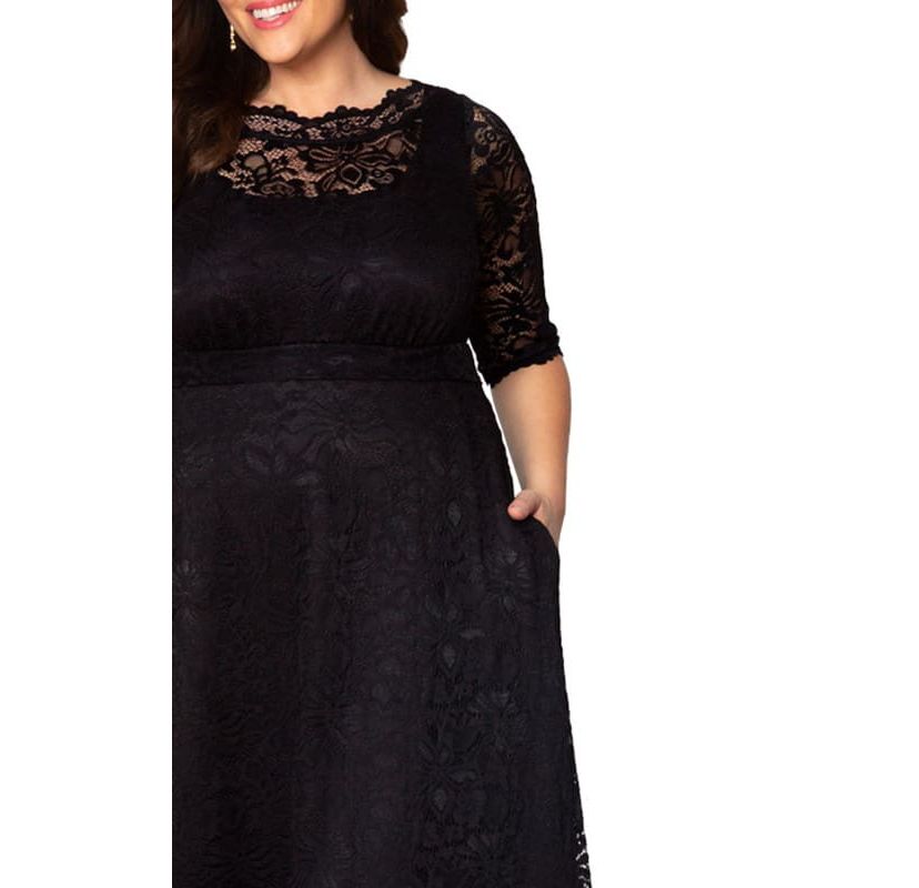 Womens Plus Size Leona Lace Long Formal Gown