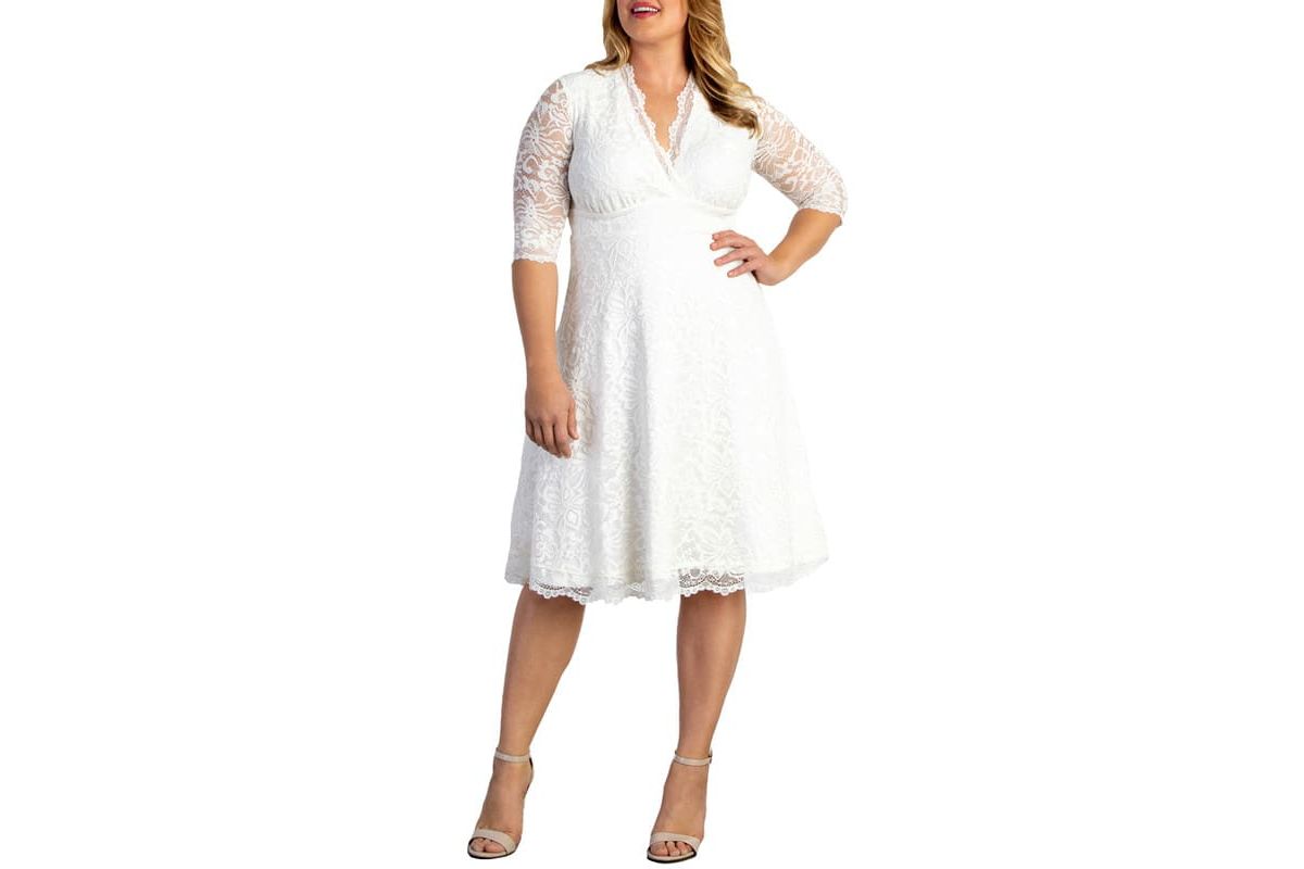 Womens Plus Size Bella Lace A-Line Cocktail Dress