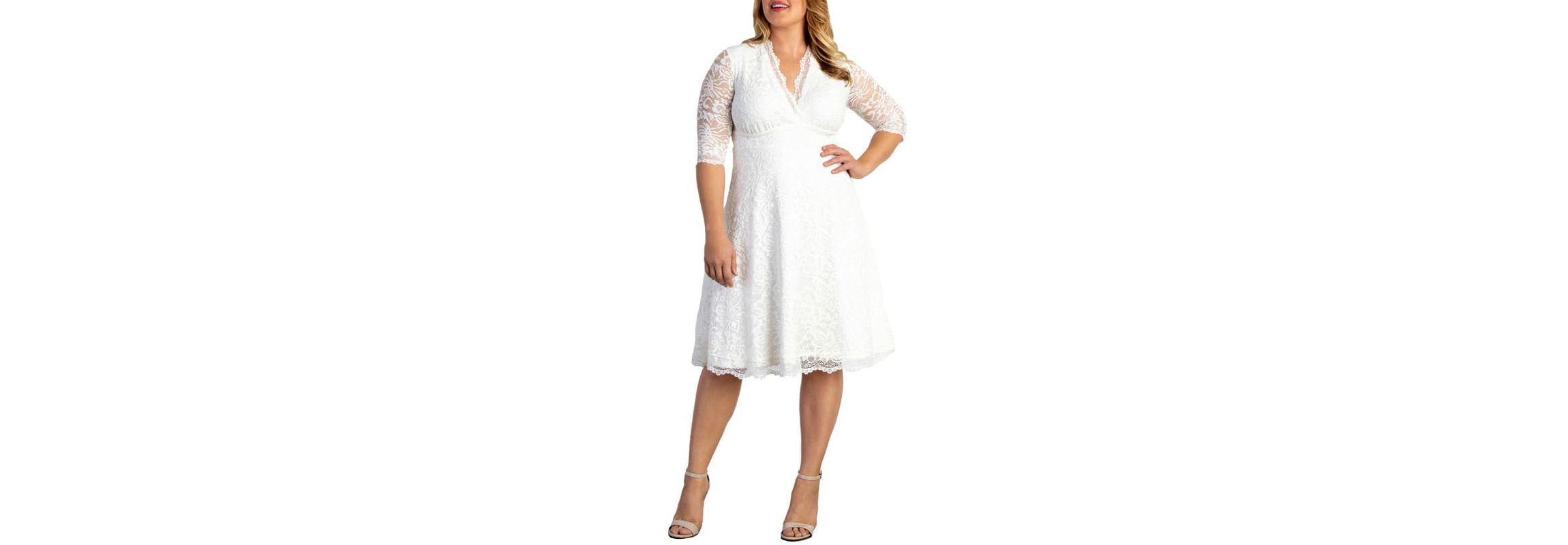 Womens Plus Size Bella Lace A-Line Cocktail Dress