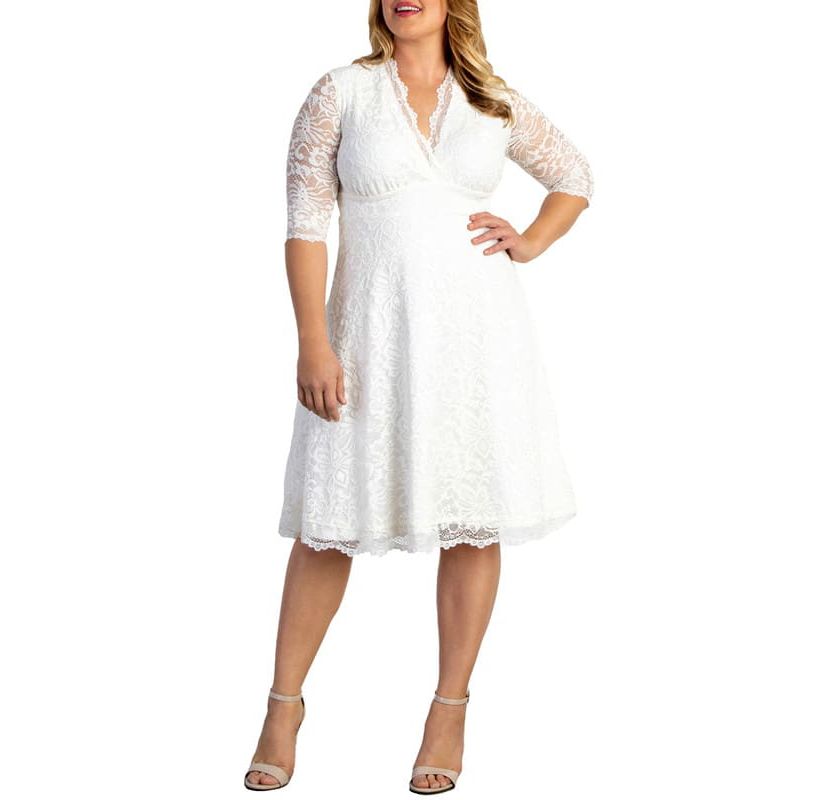 Womens Plus Size Bella Lace A-Line Cocktail Dress
