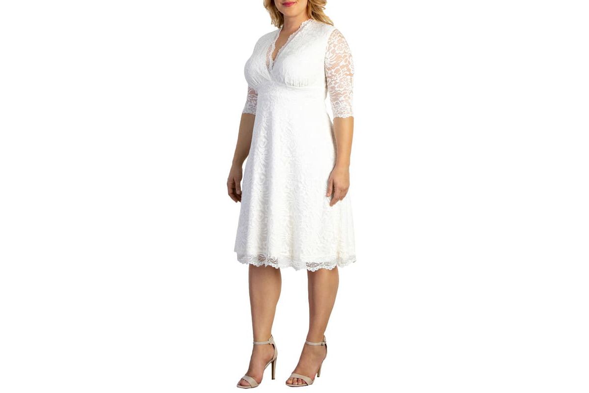 Womens Plus Size Bella Lace A-Line Cocktail Dress