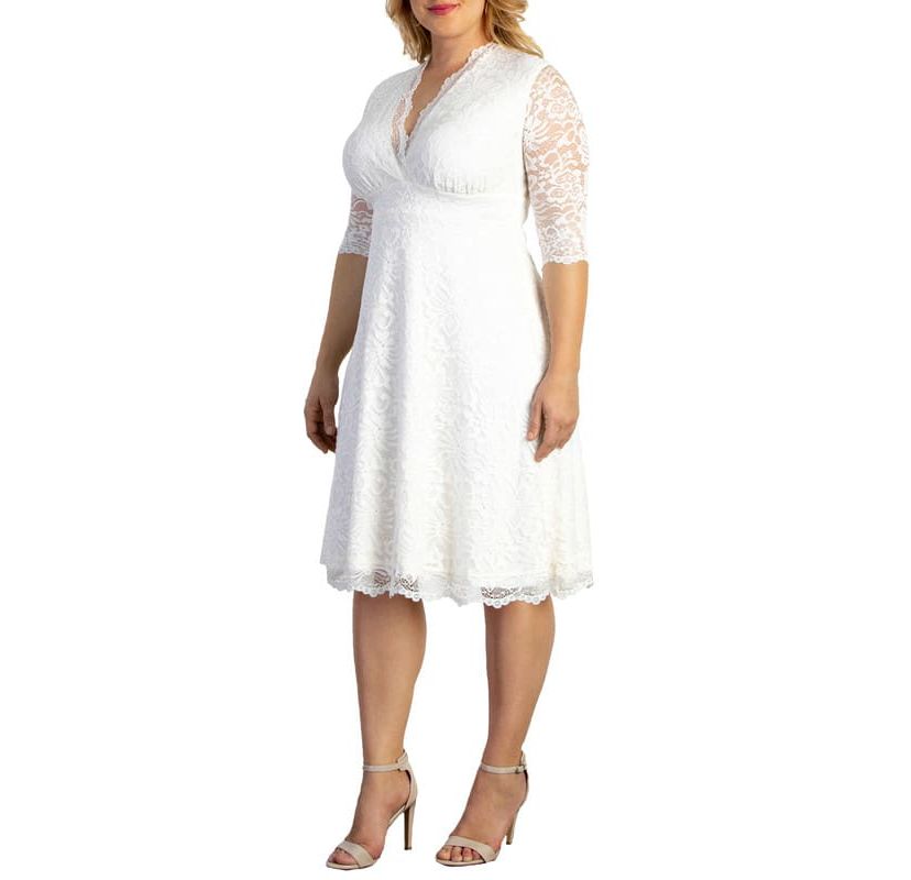 Womens Plus Size Bella Lace A-Line Cocktail Dress