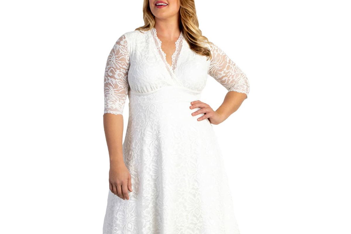 Womens Plus Size Bella Lace A-Line Cocktail Dress