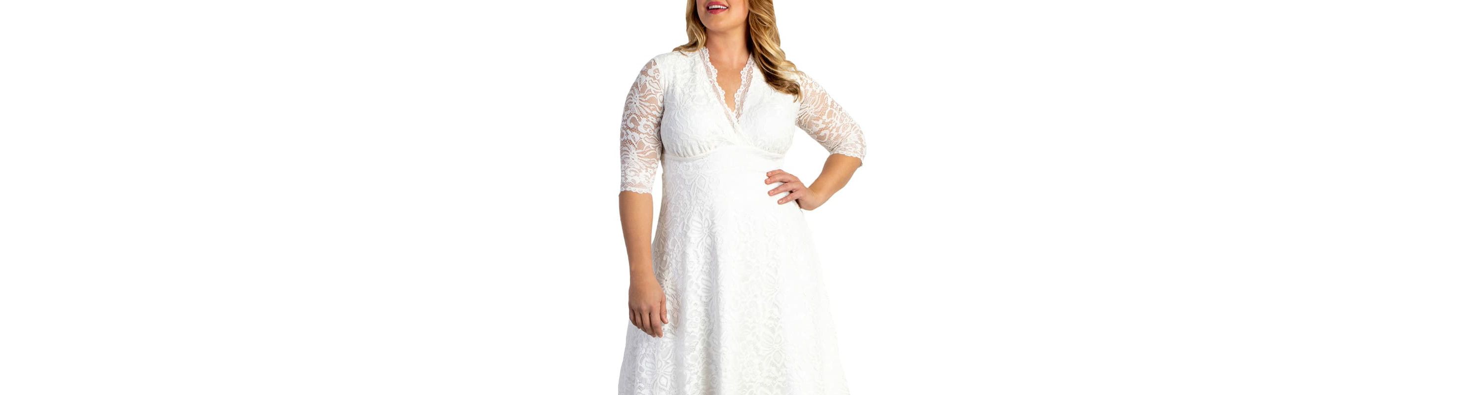 Womens Plus Size Bella Lace A-Line Cocktail Dress