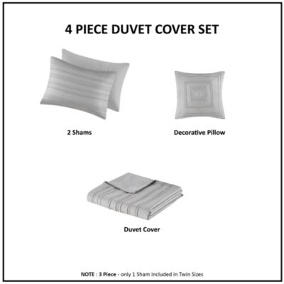 Oliver Cationic Dyed Clip Jacquard Duvet Cover Set with Throw Pillow