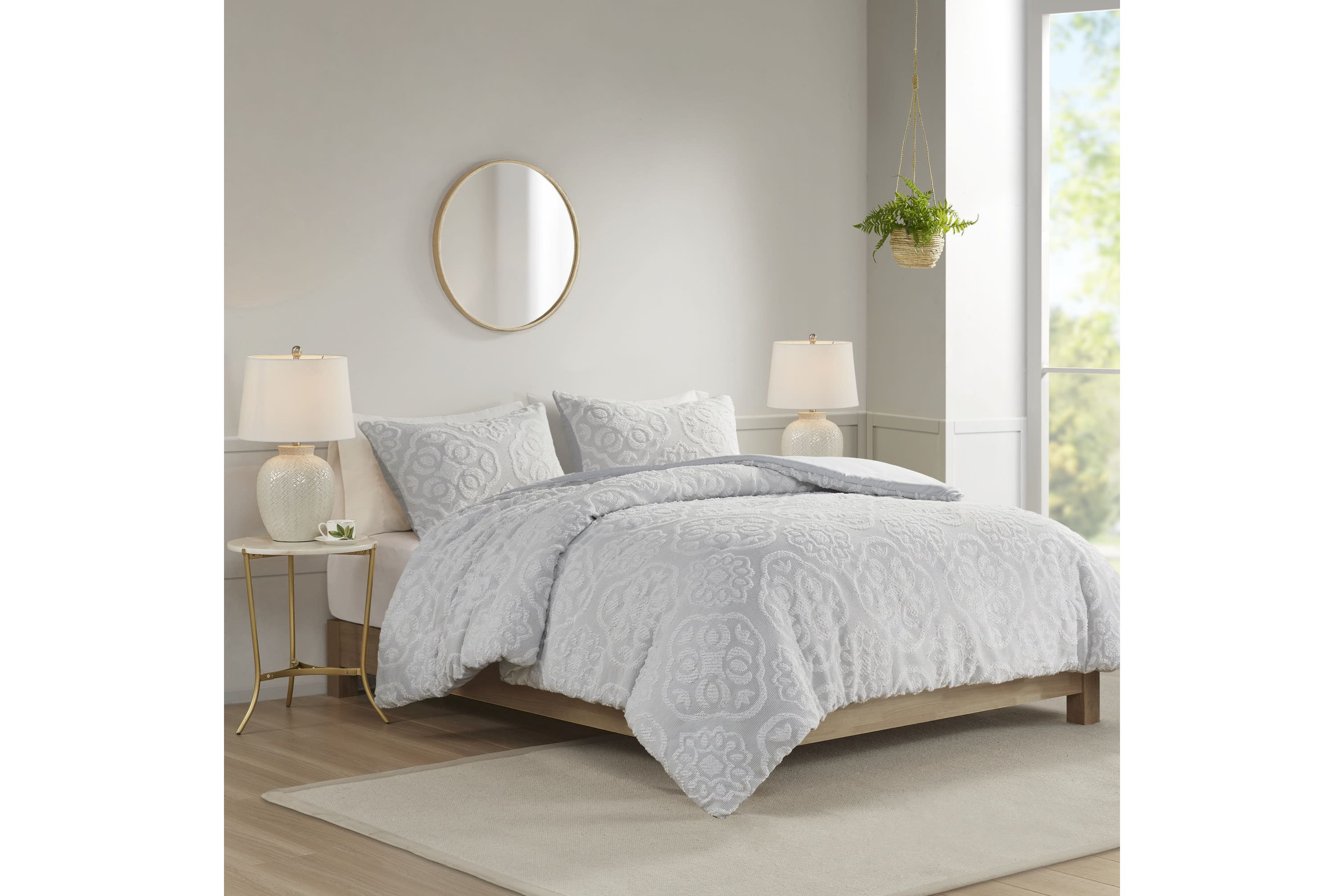 Everly 3 Piece Tufted Woven Medallion Duvet Cover Set
