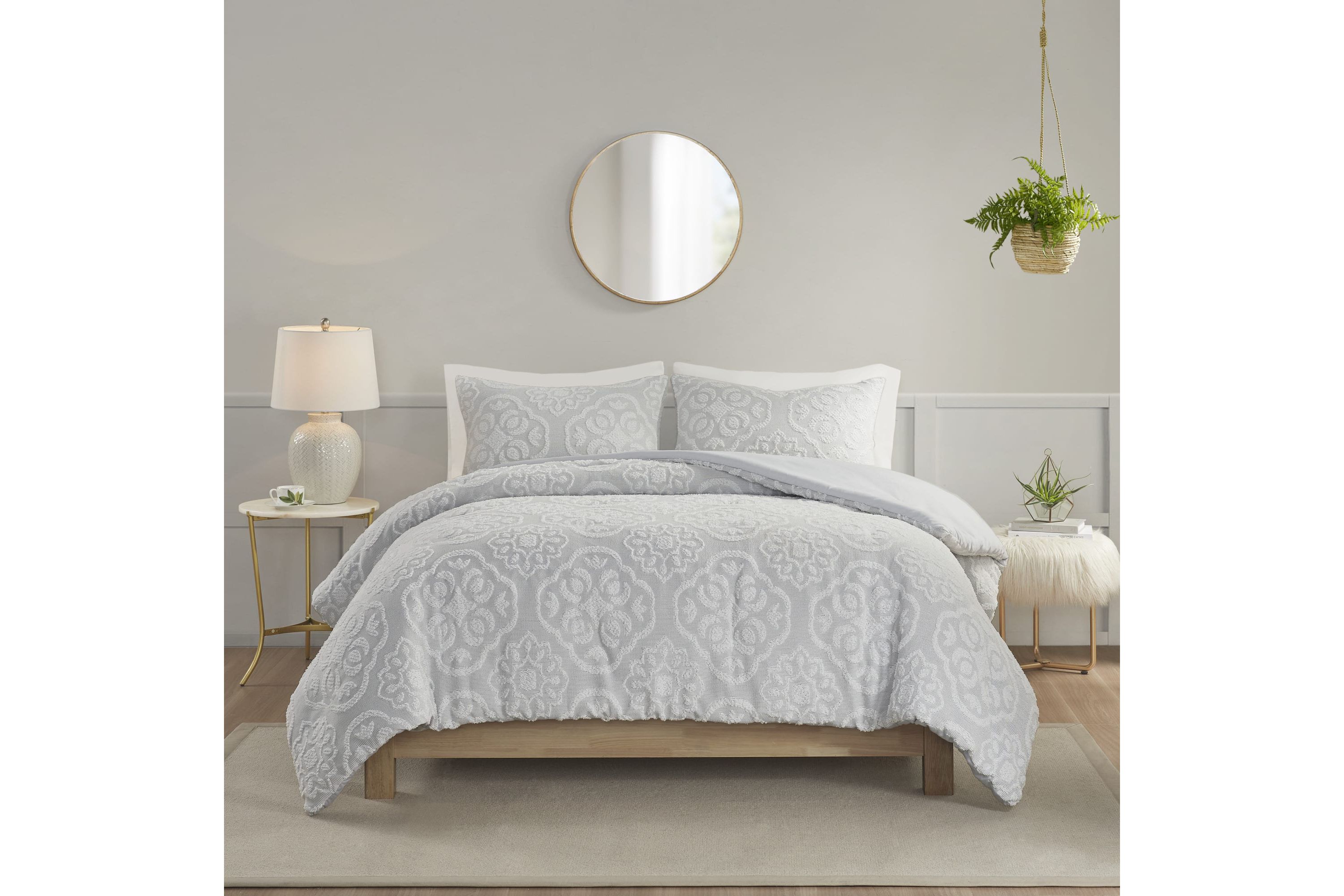 Everly 3 Piece Tufted Woven Medallion Duvet Cover Set