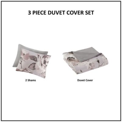 Neko 3 Piece Floral Printed Duvet Cover Set