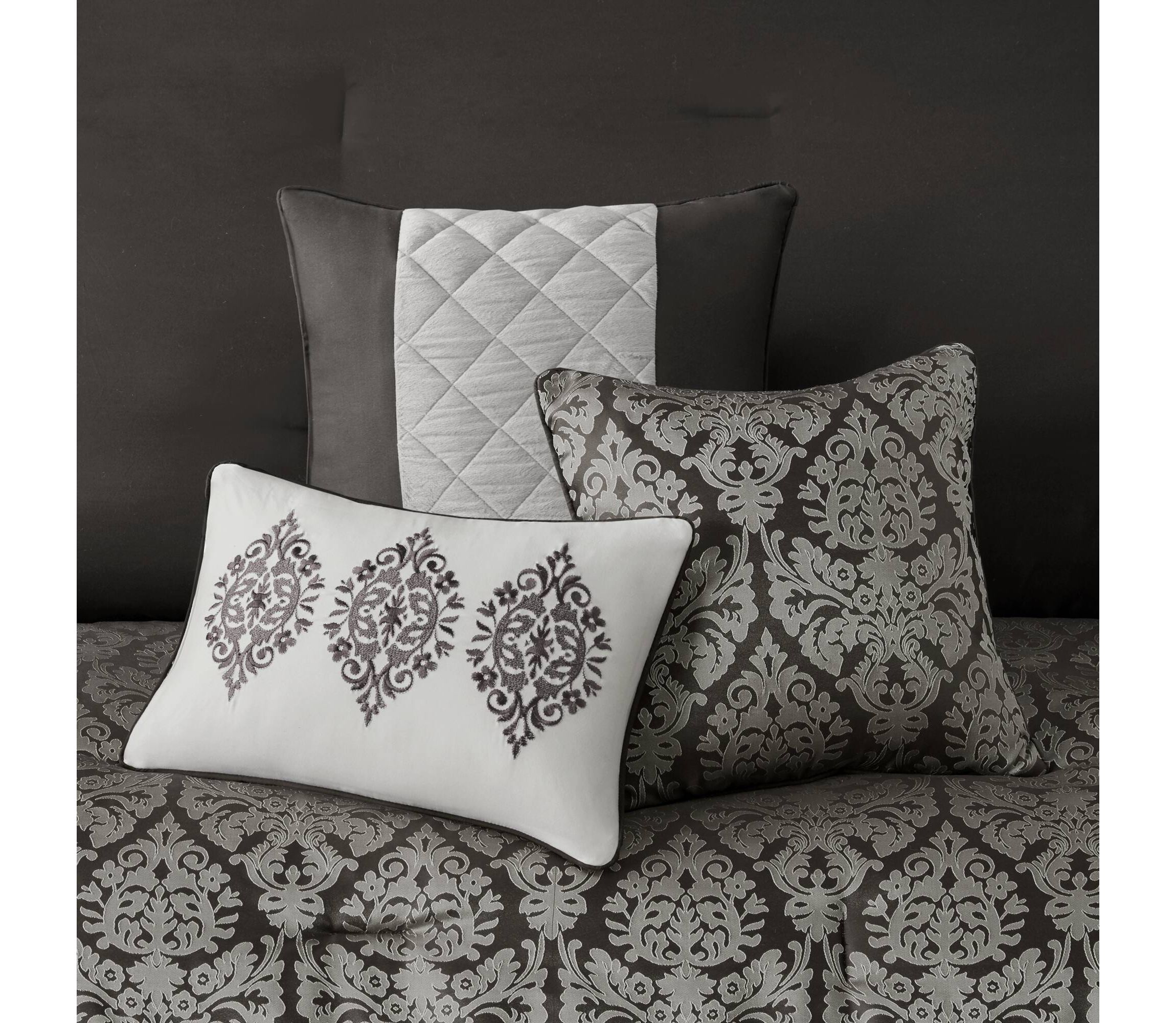 Lily 6 Piece Jacquard Comforter Set with Throw Pillows