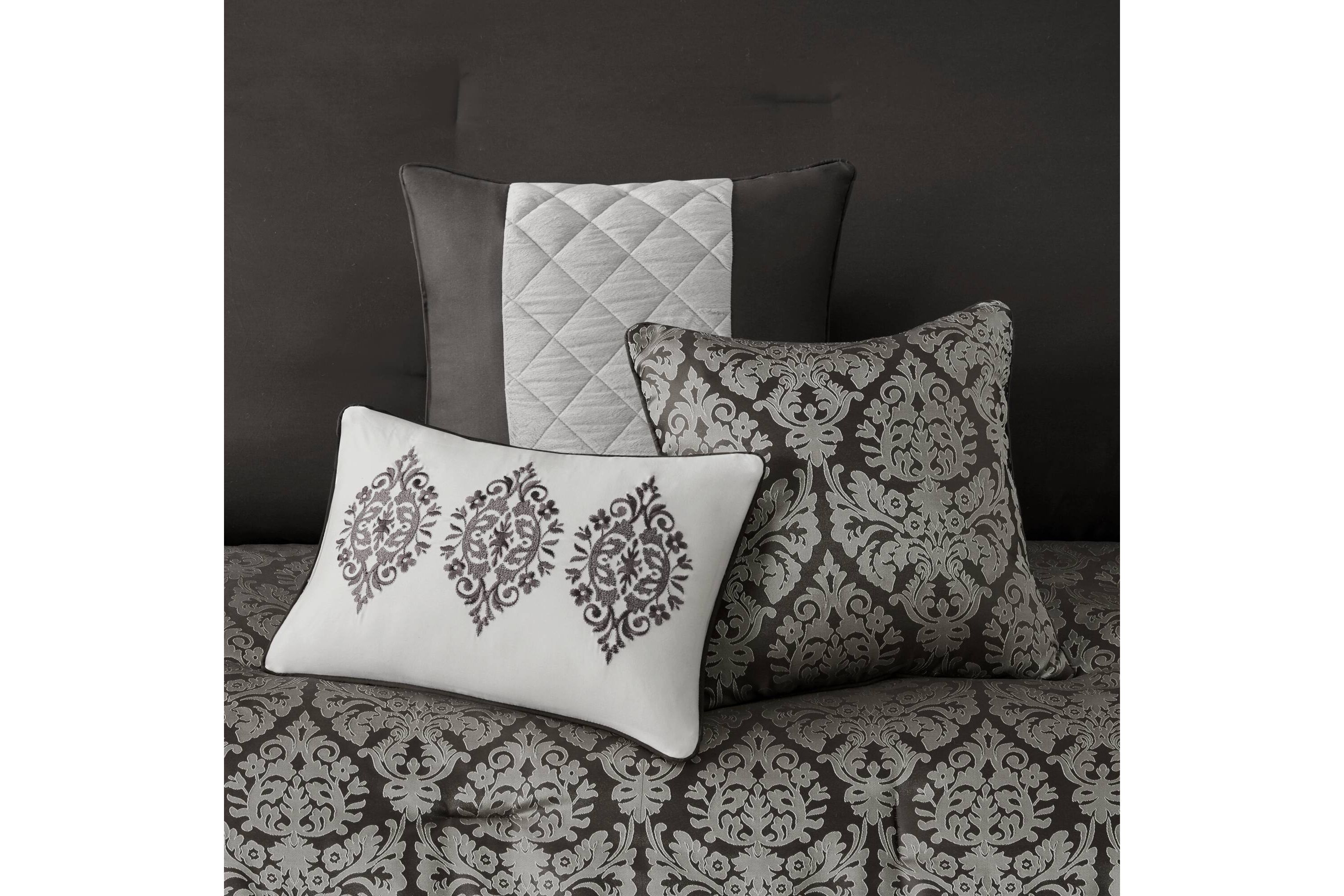 Lily 6 Piece Jacquard Comforter Set with Throw Pillows