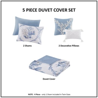 Pismo Beach 5 Piece Cotton Duvet Cover Set with Throw Pillows