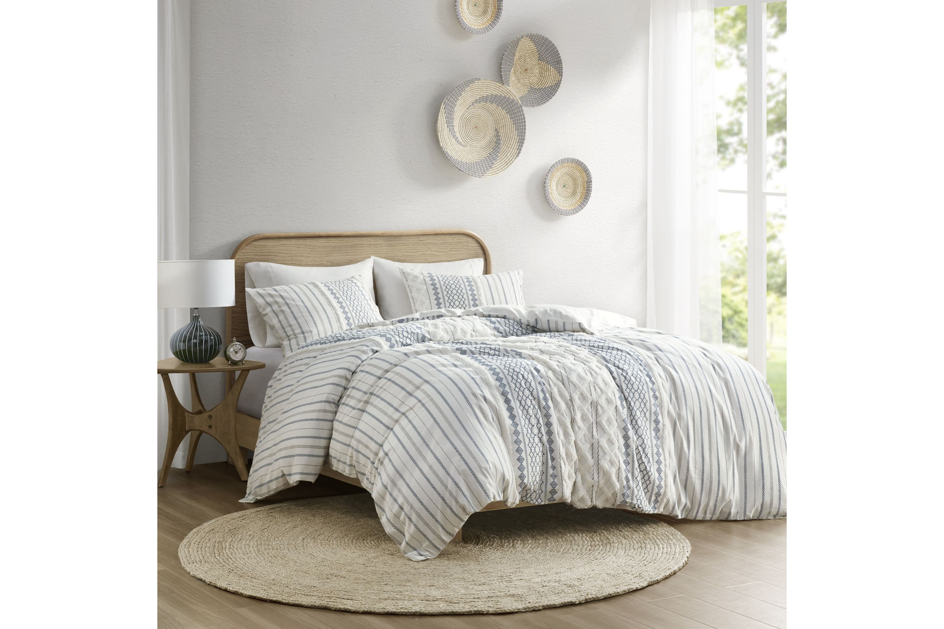 Imani Cotton Printed Duvet Cover Set with Chenille