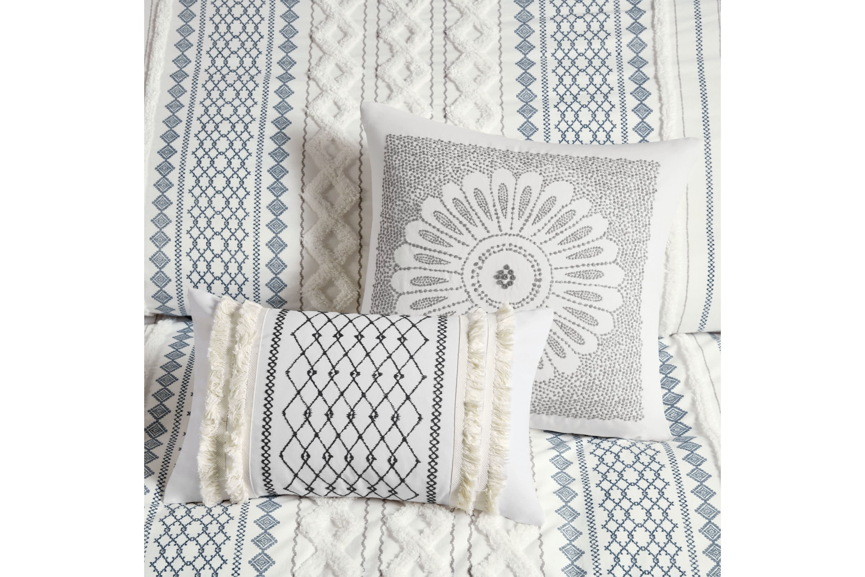 Imani Cotton Printed Duvet Cover Set with Chenille