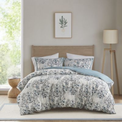 Brielle 3 Piece Floral Printed Cotton Duvet Cover Set