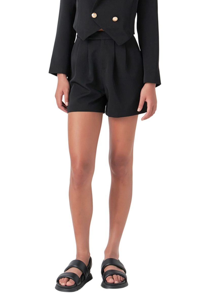 Pleated High Waist Shorts