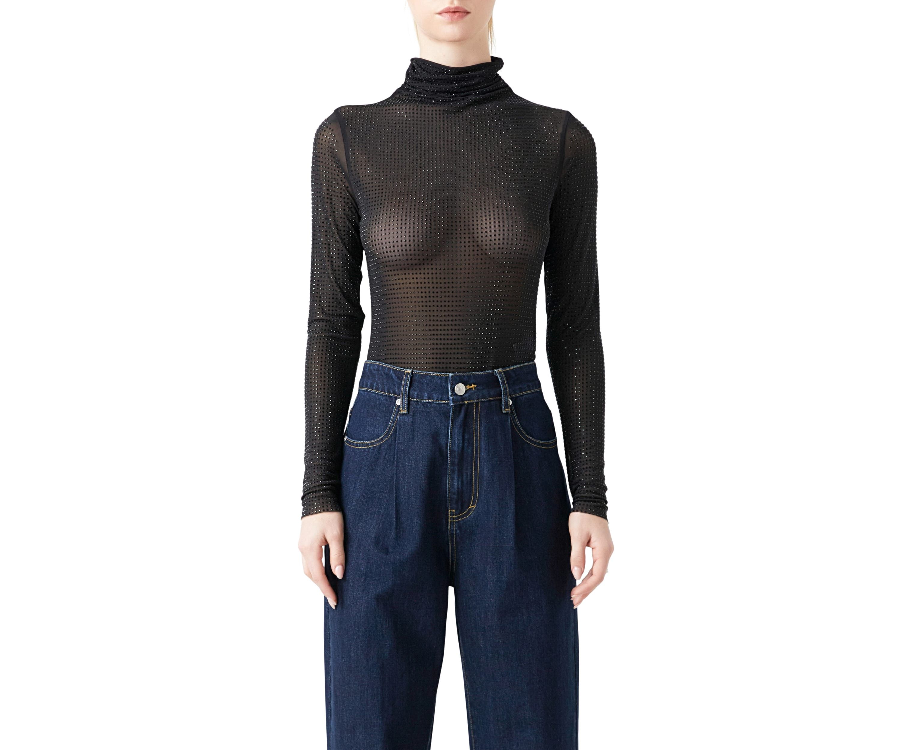 Rhinestone Mesh Bodysuit