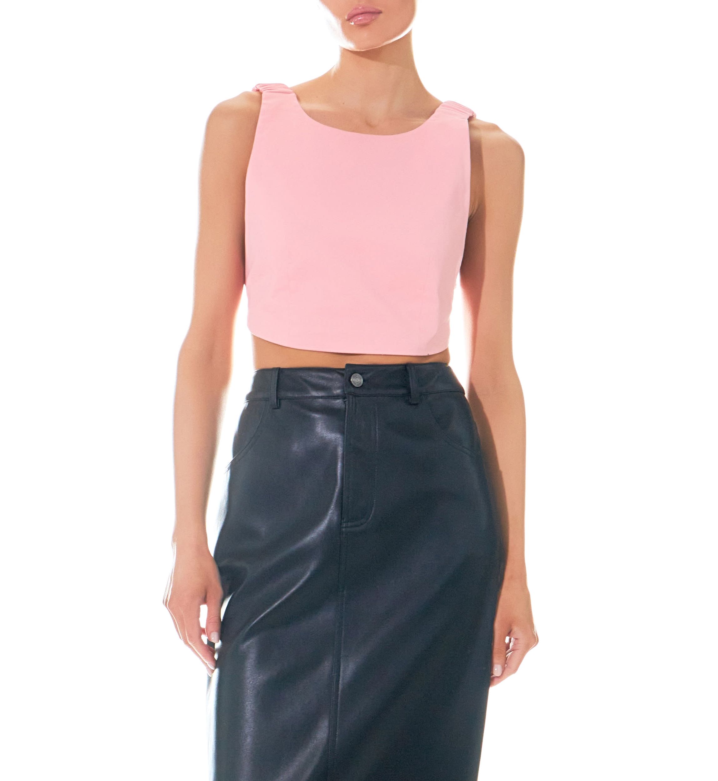 Elastic Band Open Back Crop Top