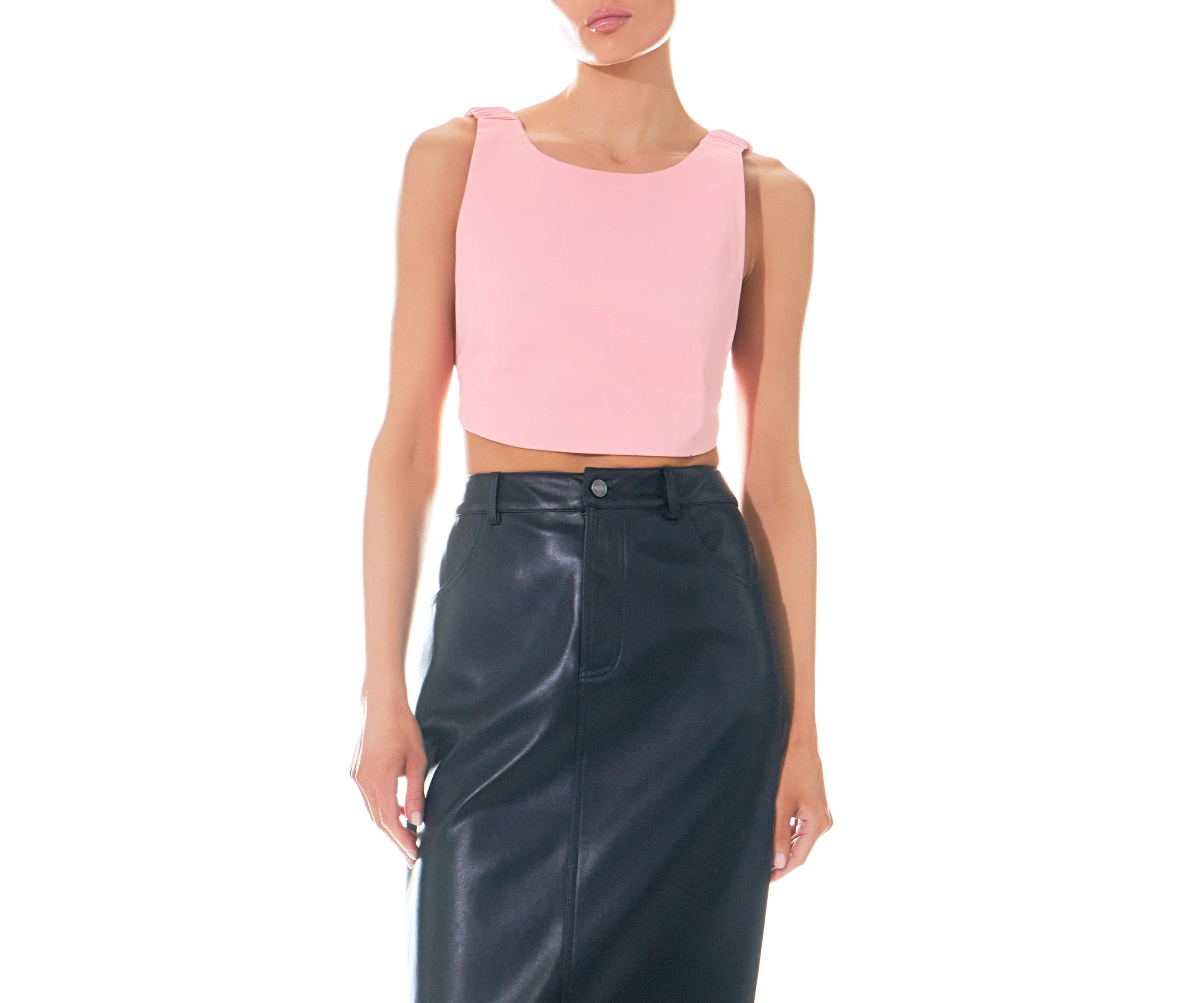 Elastic Band Open Back Crop Top