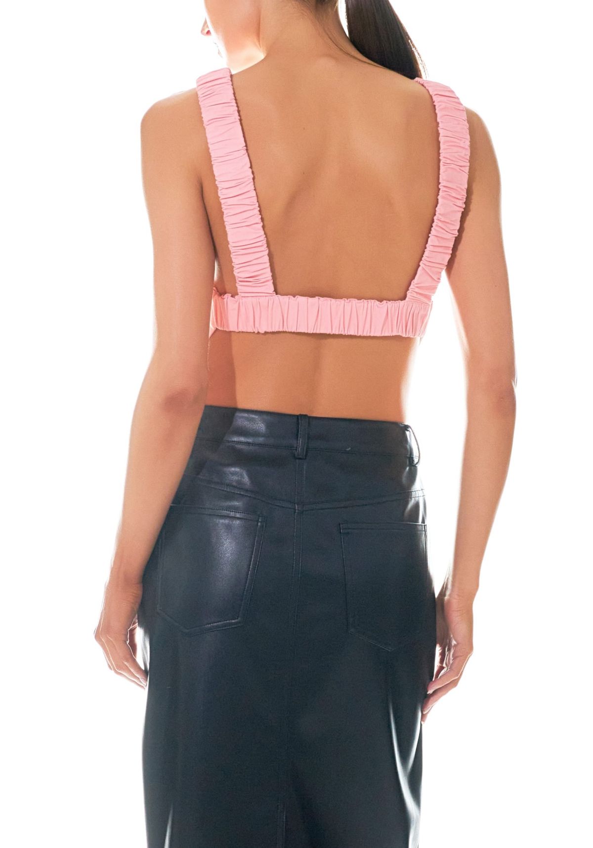 Elastic Band Open Back Crop Top