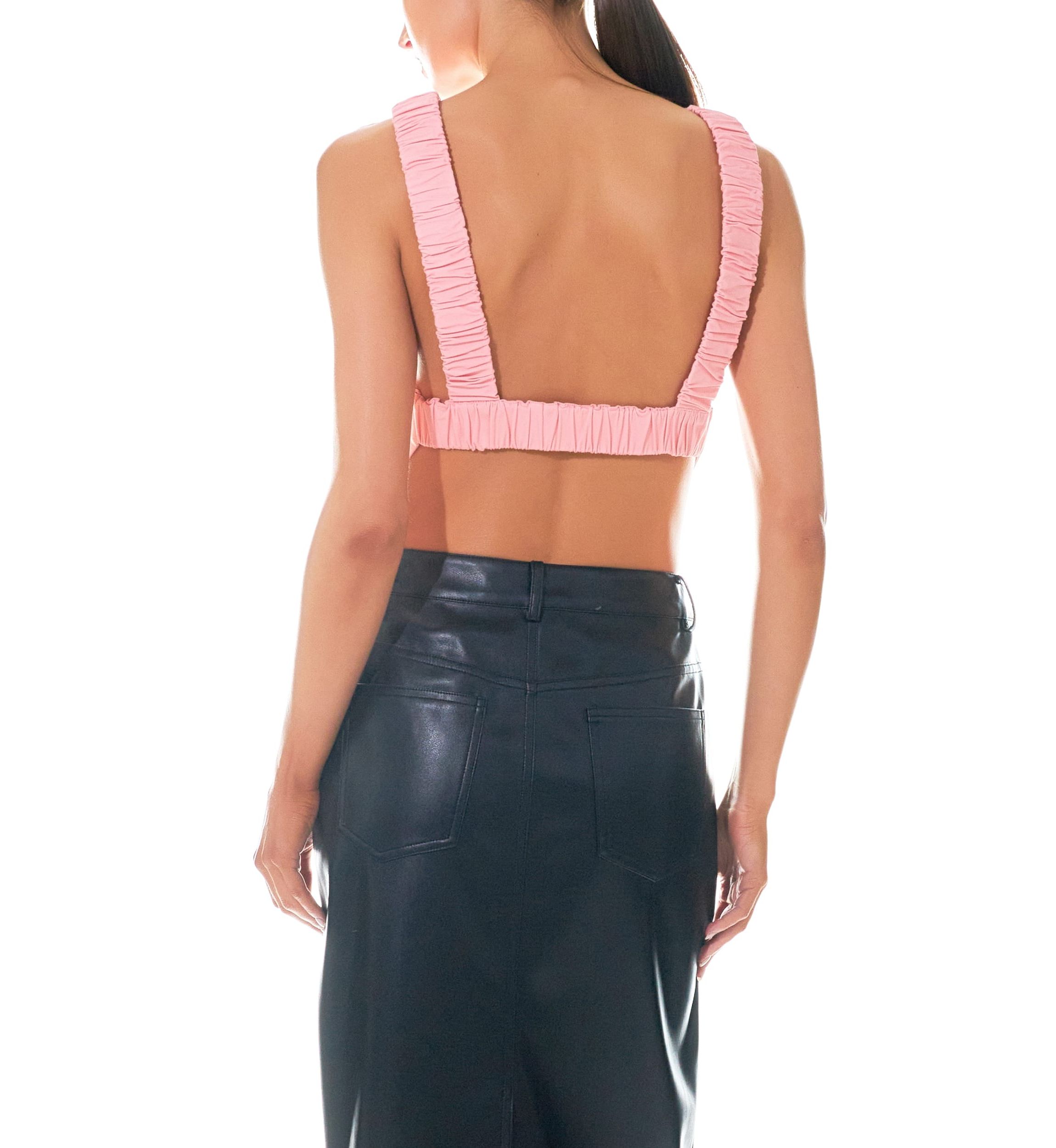 Elastic Band Open Back Crop Top