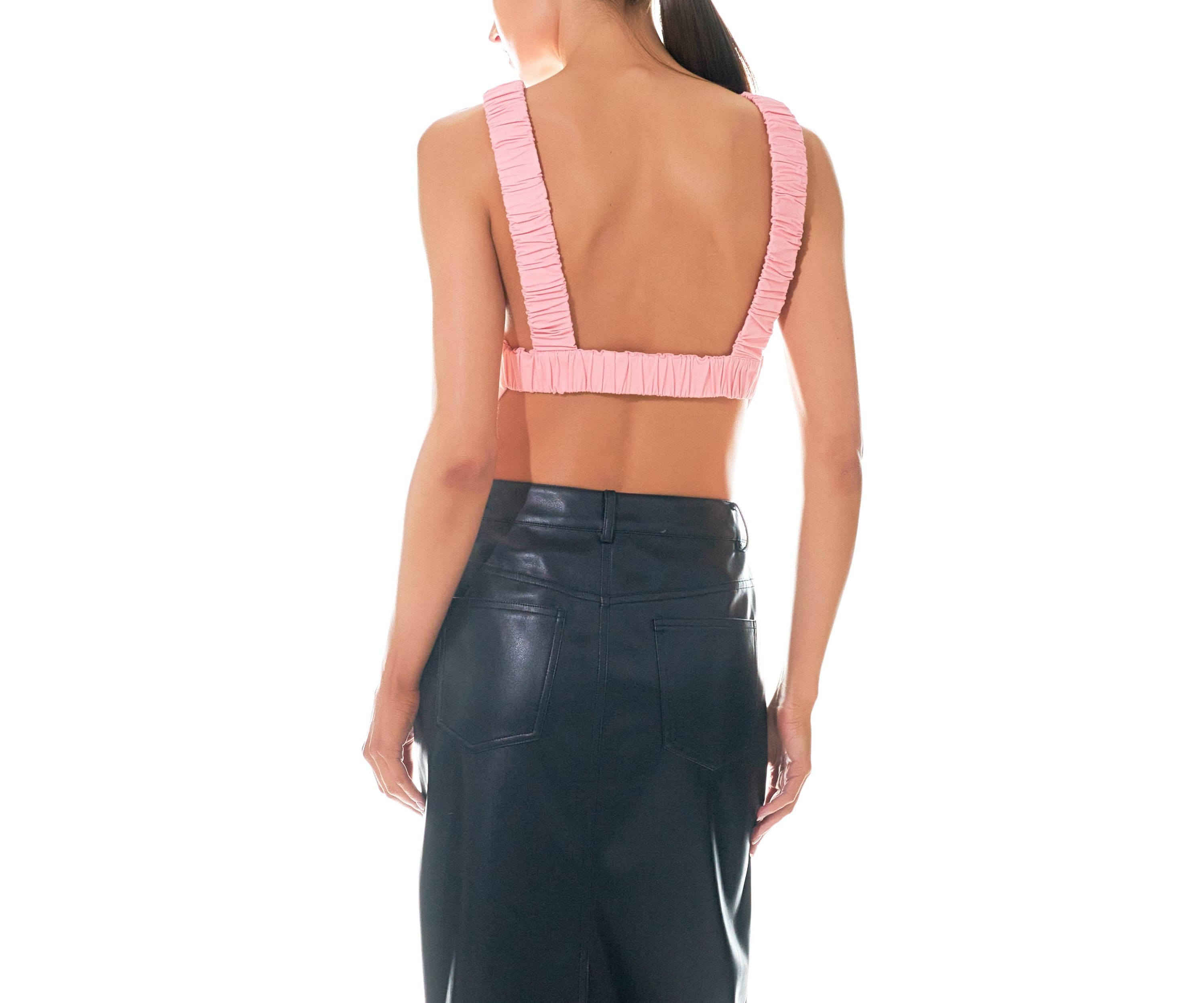 Elastic Band Open Back Crop Top