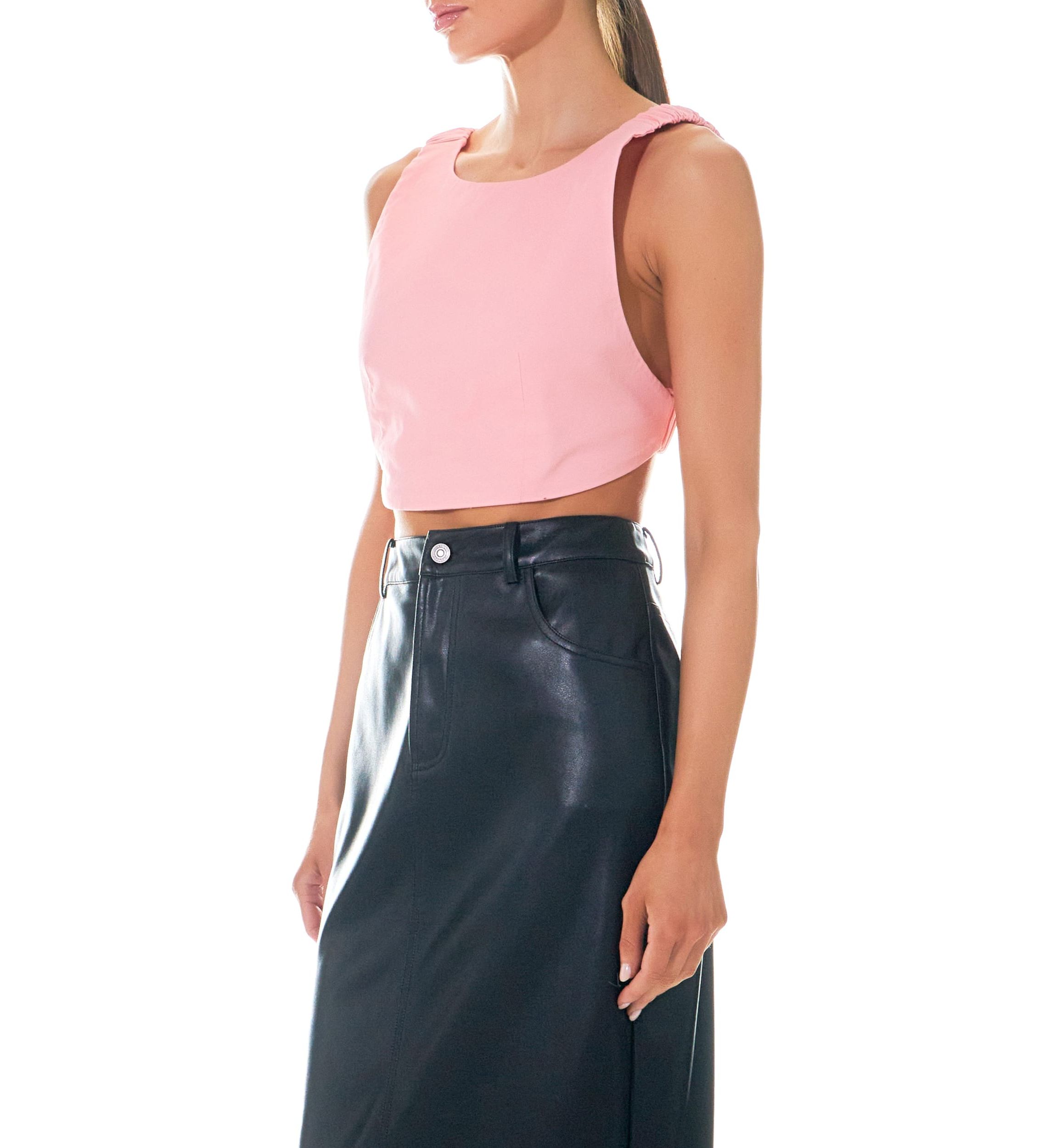 Elastic Band Open Back Crop Top
