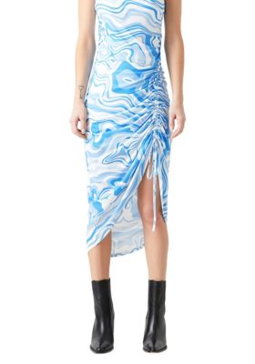 Marble Print Slit Midi Skirt