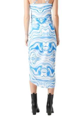 Marble Print Slit Midi Skirt