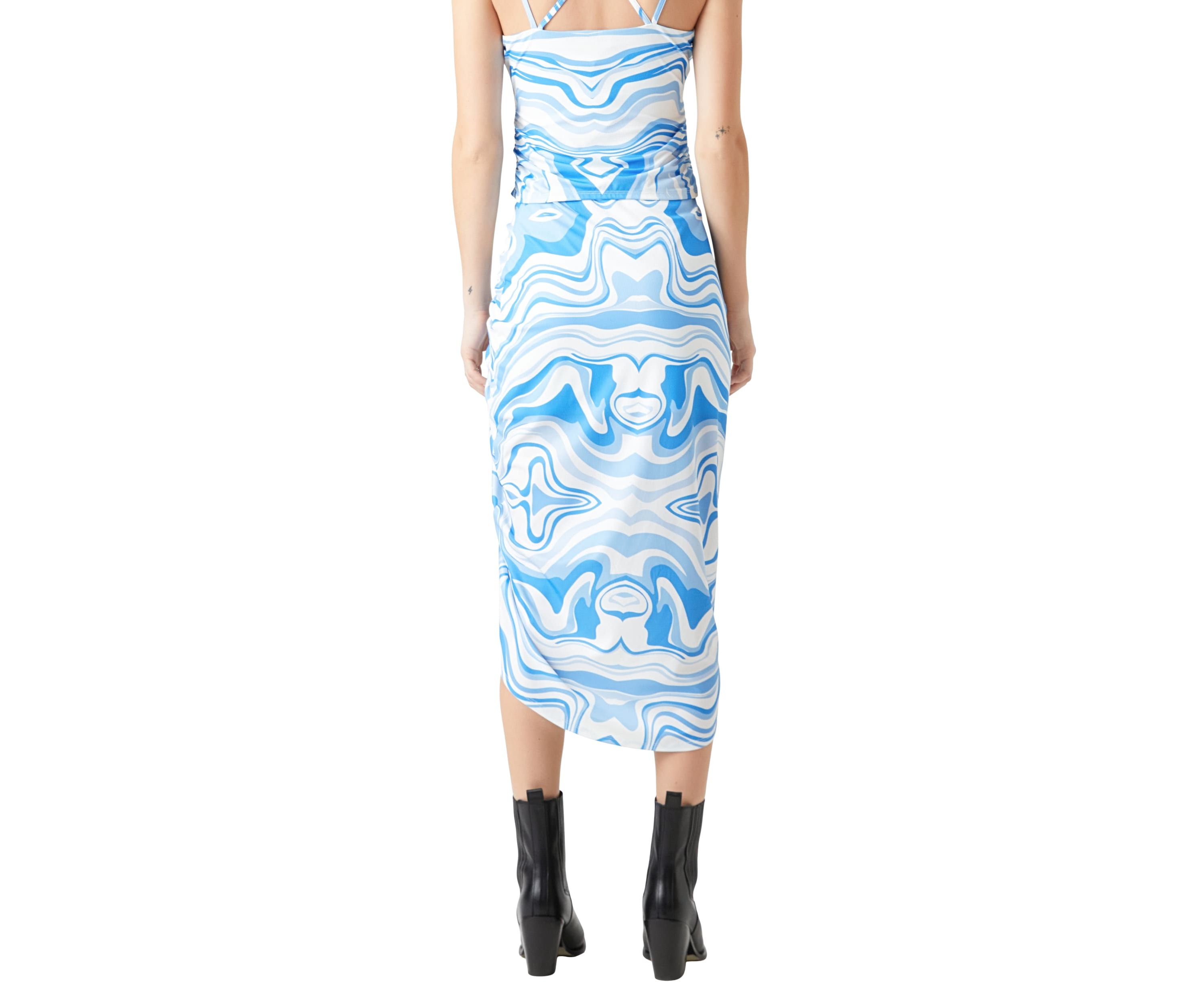 Marble Print Slit Midi Skirt