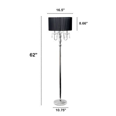 62" Glamorous Chrome Cascading Crystal Floor Lamp