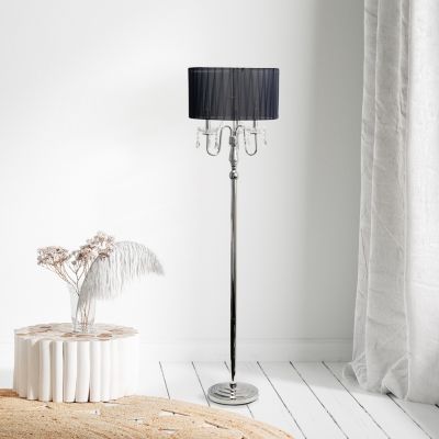 62" Glamorous Chrome Cascading Crystal Floor Lamp