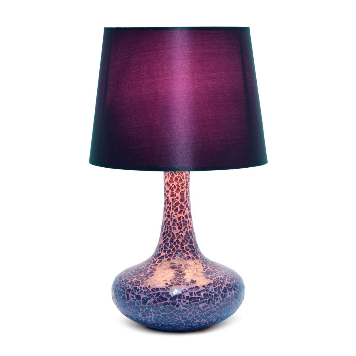 14.17" Patchwork Crystal Glass Table Lamp for Living Room, Bedroom, Study, Office, Entryway, Reading Nook, Gray