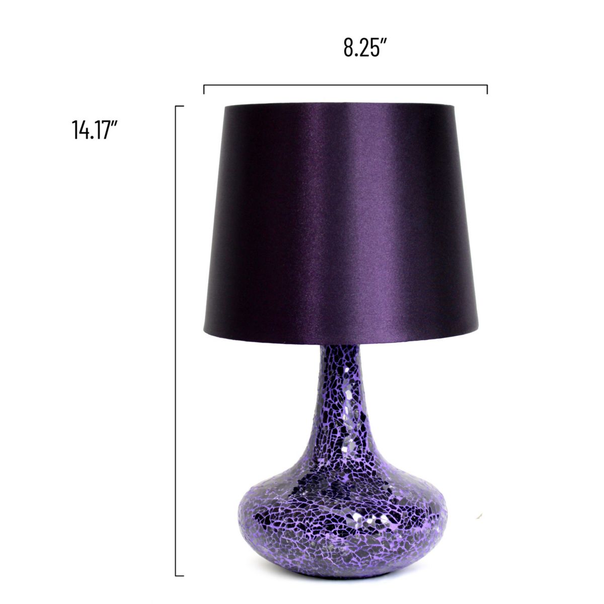 14.17" Patchwork Crystal Glass Table Lamp for Living Room, Bedroom, Study, Office, Entryway, Reading Nook, Gray