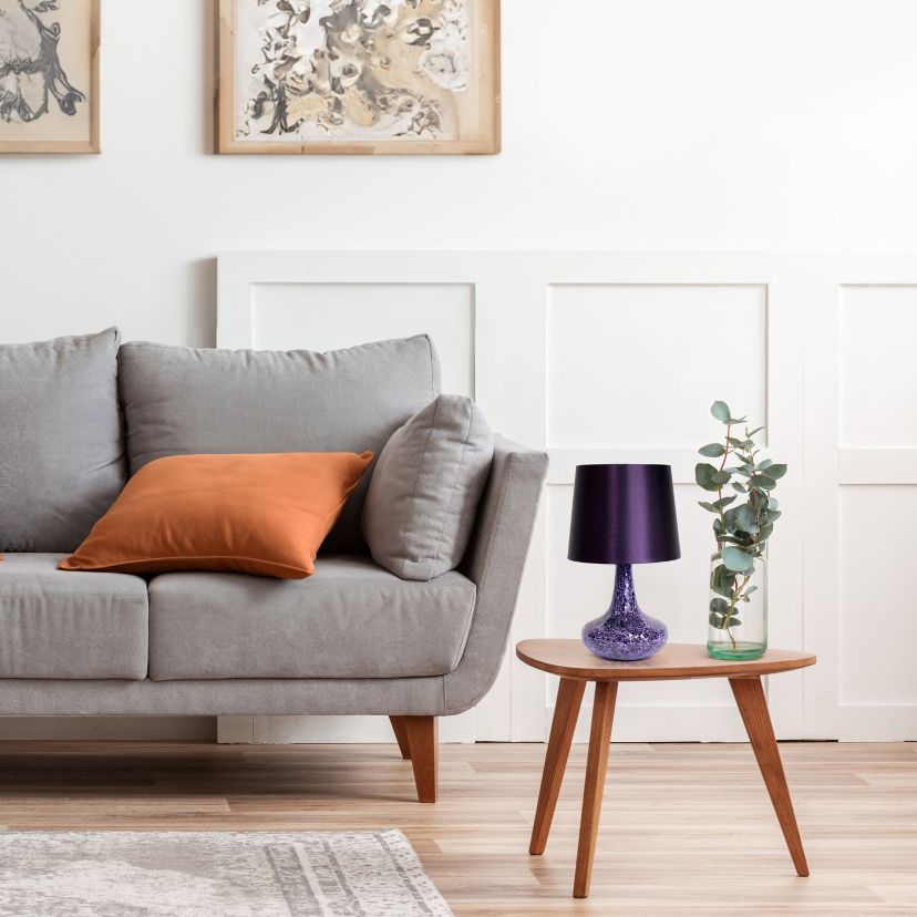 14.17" Patchwork Crystal Glass Table Lamp for Living Room, Bedroom, Study, Office, Entryway, Reading Nook, Gray