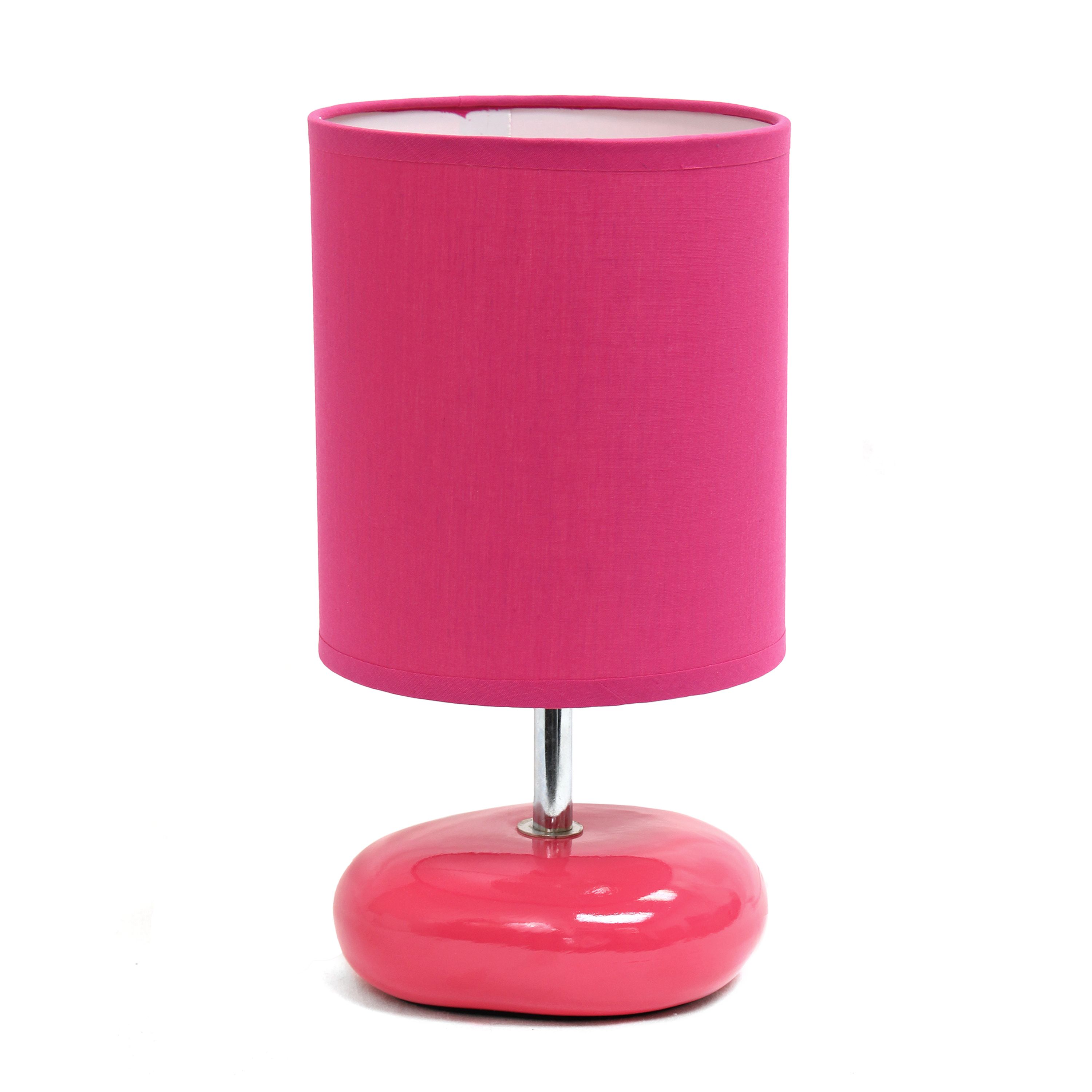 10.24" Traditional Mini Round Rock Table Lamp for Nursery, Study, Bookshelf, Office, Nightstand, Living Room, Purple