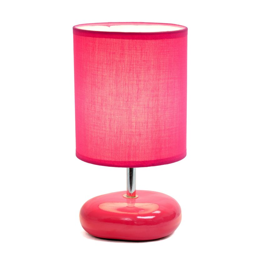 10.24" Traditional Mini Round Rock Table Lamp for Nursery, Study, Bookshelf, Office, Nightstand, Living Room, Purple